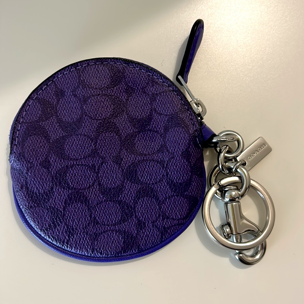 Coach Women's Circular Coin Pouch Bag Charm In Signature Canvas
